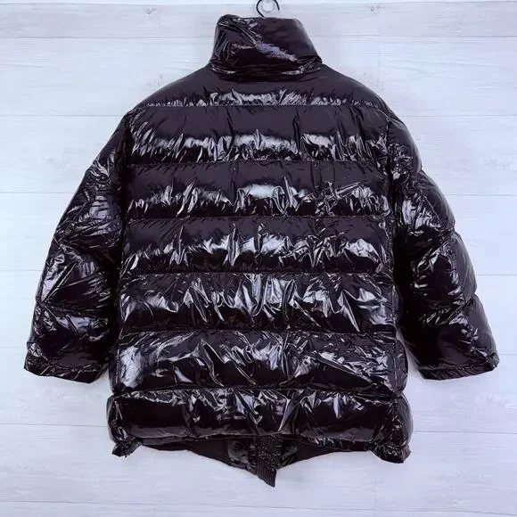 Zara Oversized Puffer Coat Glossy Shiny Jacket Size Medium‎ Black Vogue Runway